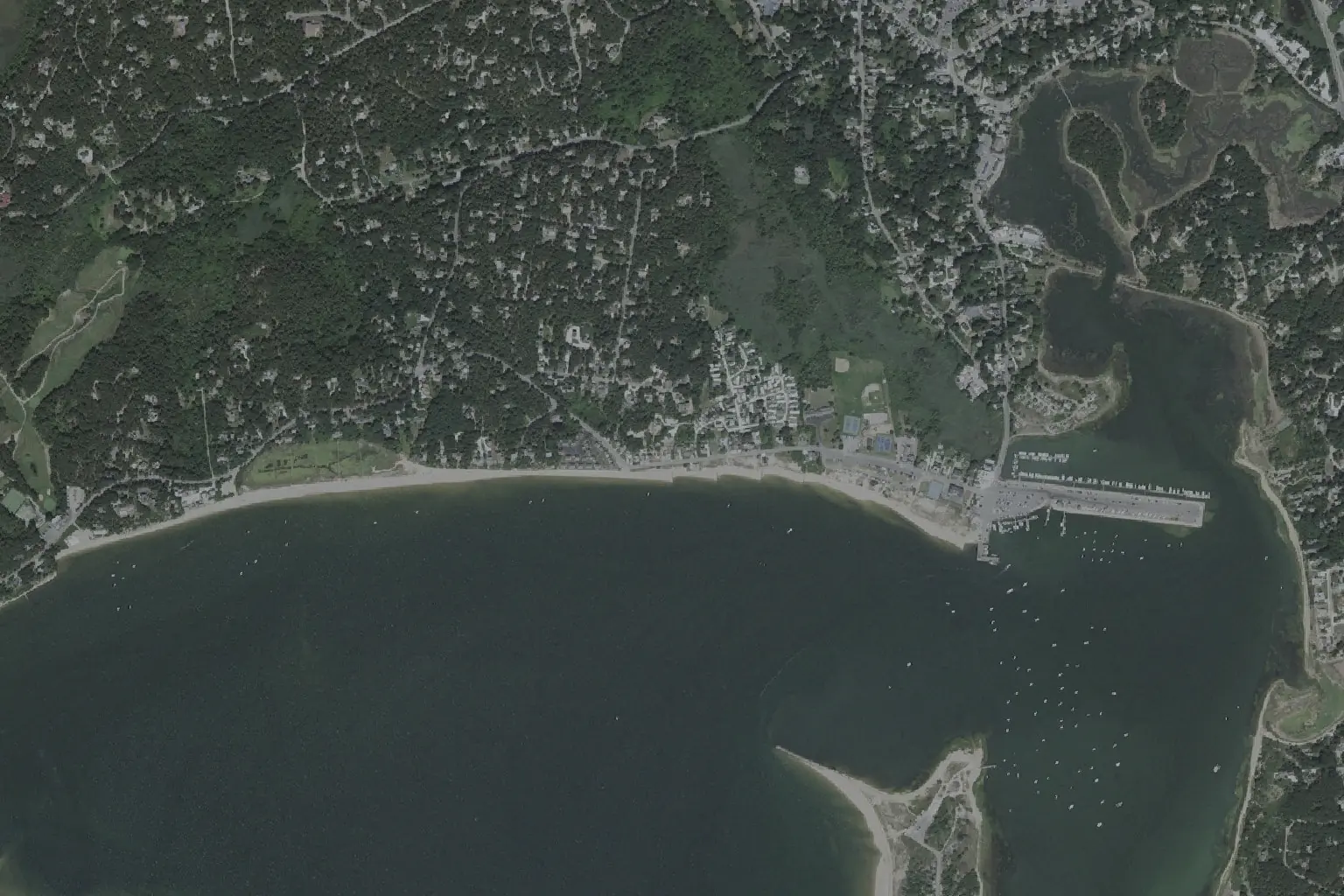 A Cape Cod harbor village, from above