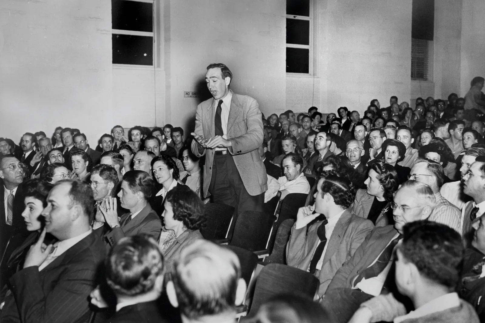 A town meeting in 1947