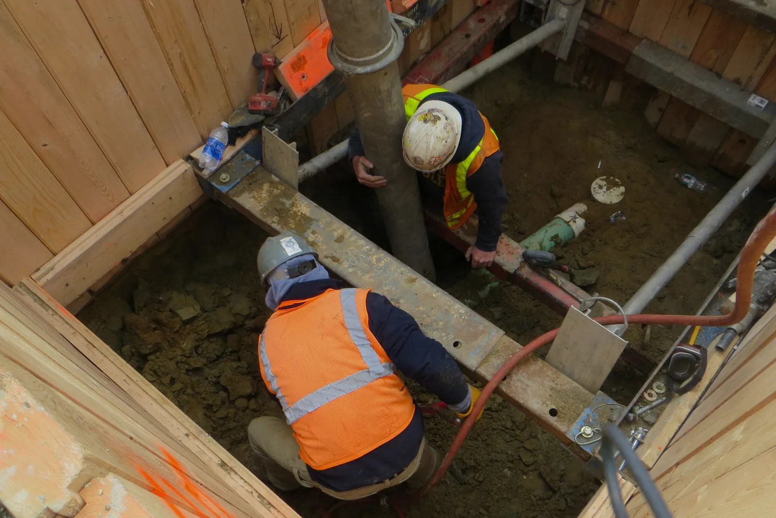 Sewer work on Winchester Street in Medford, Massachusetts